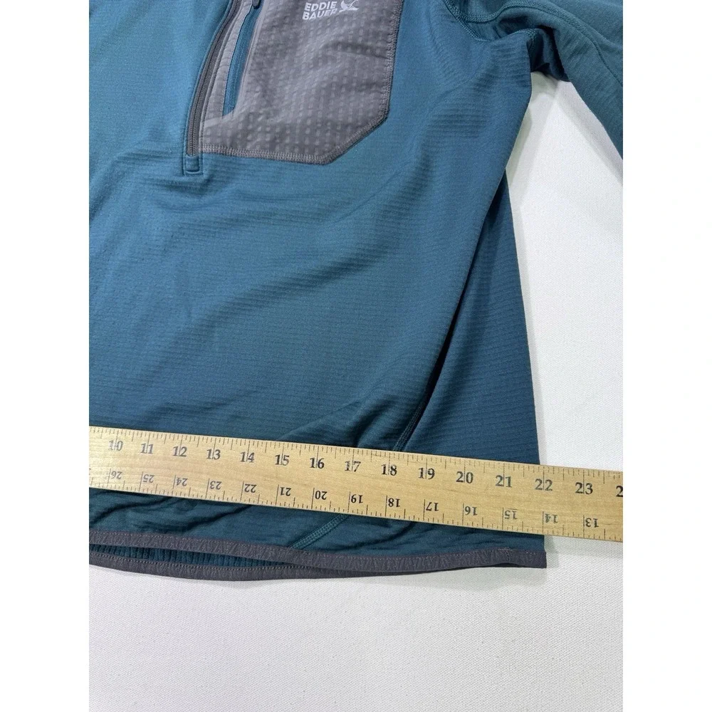Eddie Bauer First Ascent Men's Large Blue 1/4 Zip Grid Fleece Pullover Outdoor